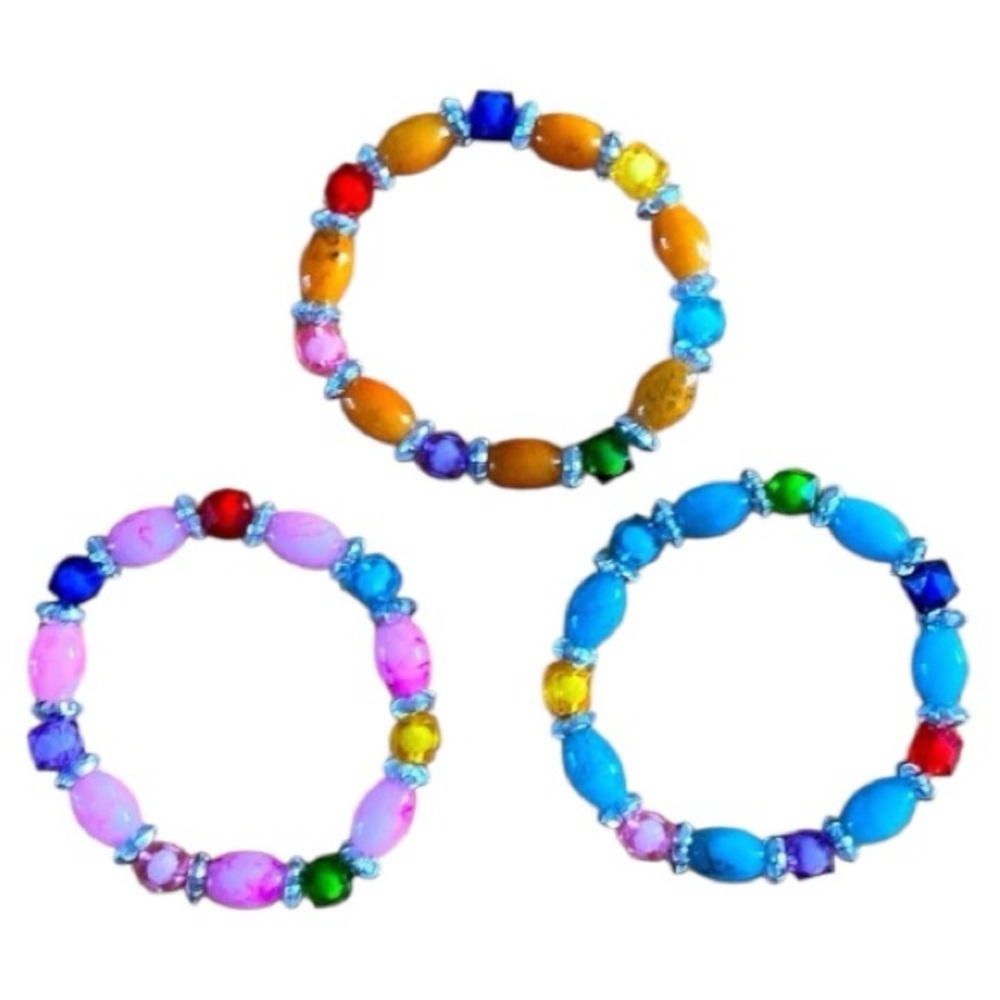 Kids stretch bracelet bundle, 3 bracelet lot, Beaded, Vibrant​, Colorful, NWOT